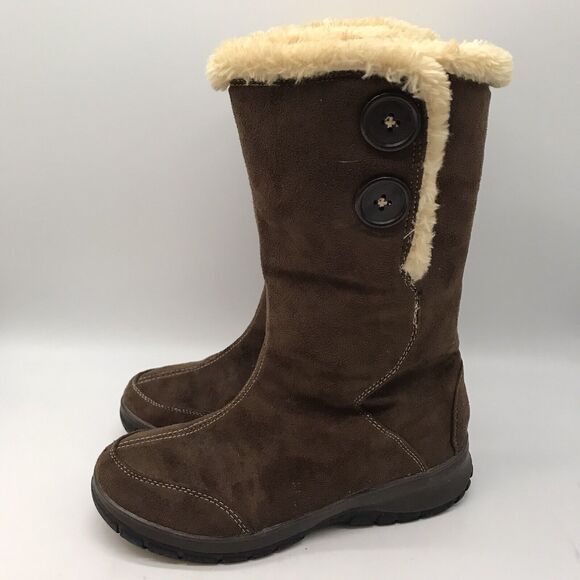 Itasca Blitzen Women's 7 Brown Suede Boots Fur Lined Mid Calf Warm Winter Boots - Picture 1 of 10